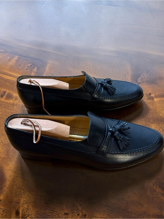 Salvatore Ferragamo Tassel Loafer Black Leather Mens 10A Narrow Italy Dress Shoe main image 5